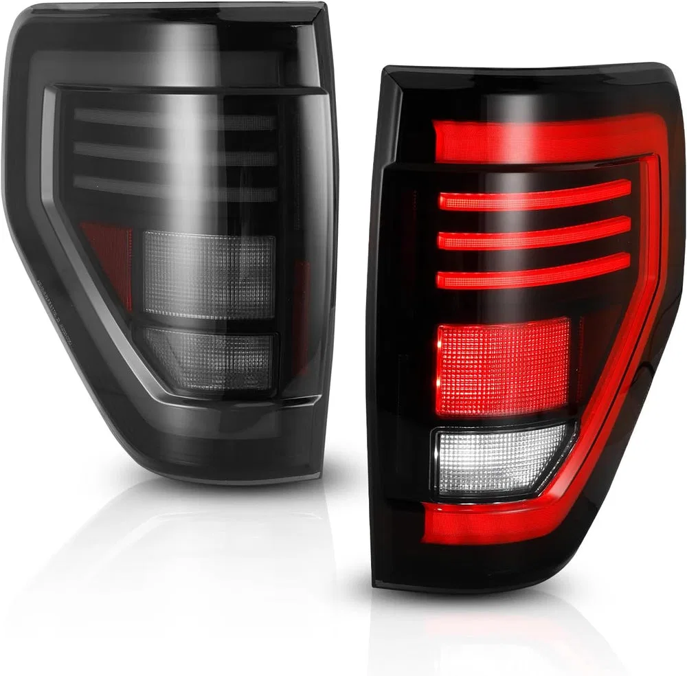 CTWJ-0706-BS-SQ – WINJET Tail Light Assembly, Smoke Lens Matte Black ABS Plastic Housing LED Bulb Red Parking Or Brak...